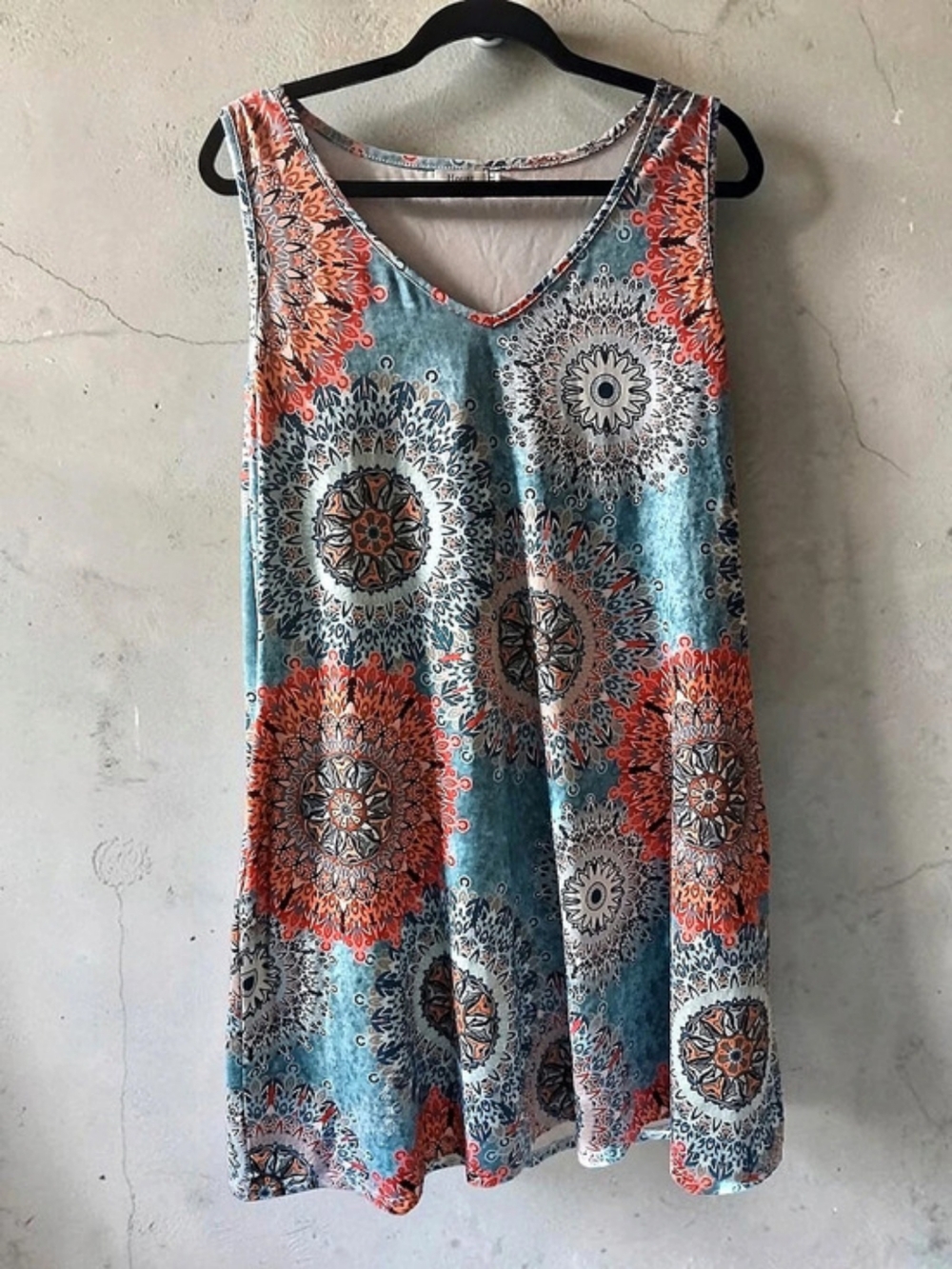 Hount Geometric Mini Dress in Blue & Orange Size XXL Like New